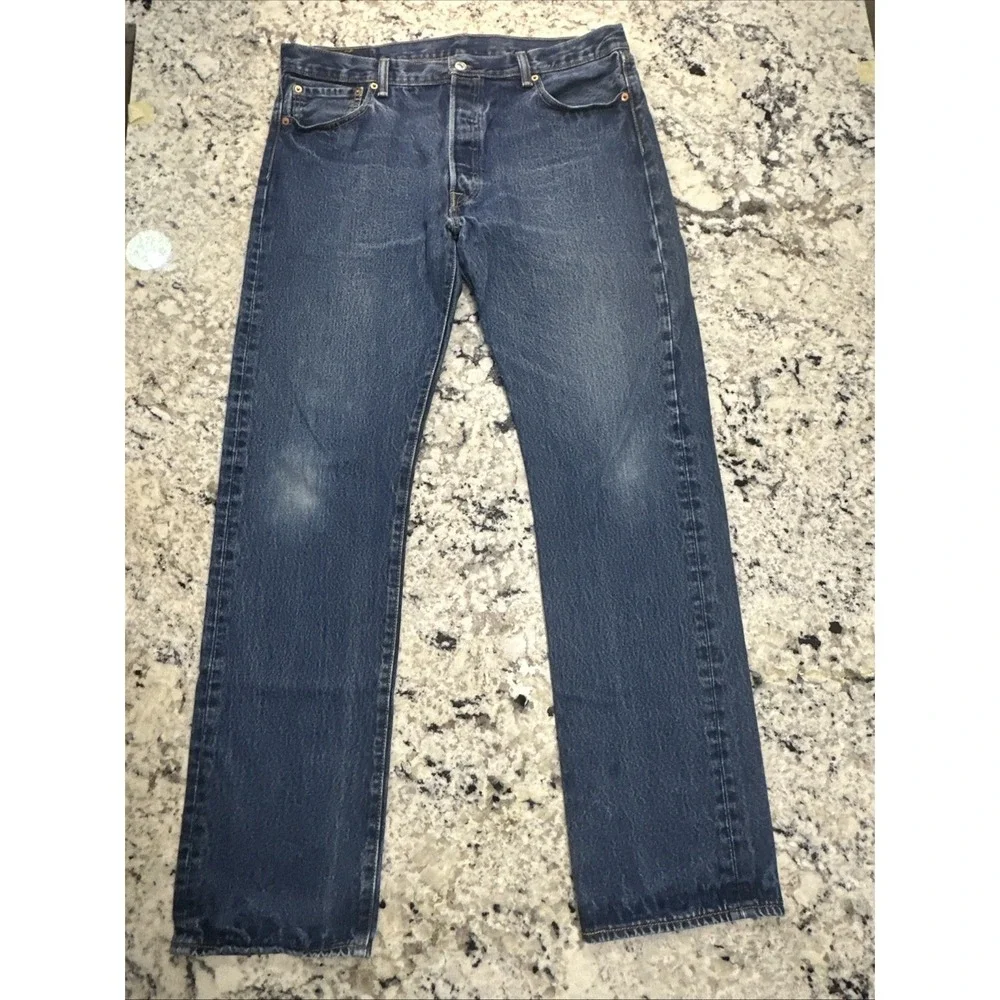 Retro Levi's 501 Jeans Mens Size 36x34 (36x33.5)‎ Blue Original Straight Denim
